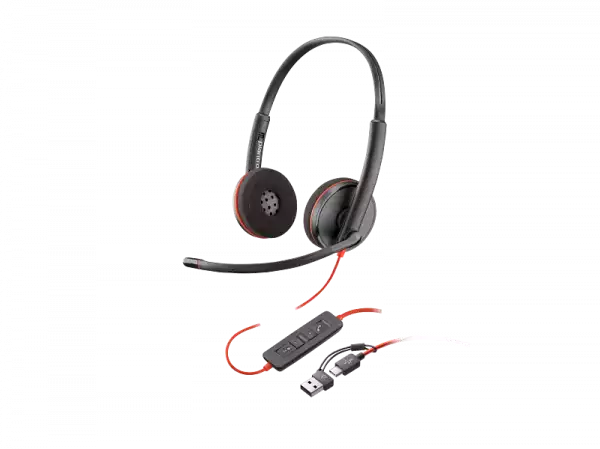 Слушалки HP Poly Blackwire 3220 8X228A6 Stereo USB-C +USB-C/A Adapter Bulk