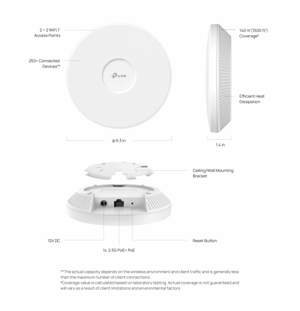 Точка за достъп TP-Link Omada EAP723 BE3600 Wi-Fi 7 Точка за достъп TP-Link Omada EAP723 BE3600 Wi-Fi 7