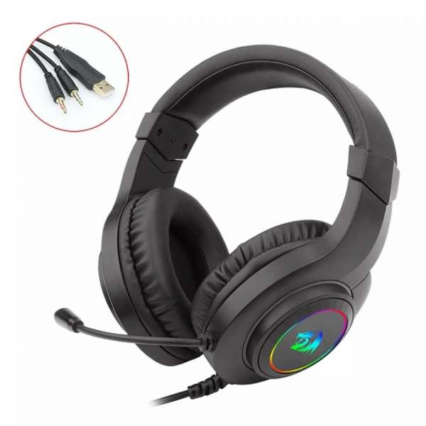 USB RGB LED геймърски слушалки с микрофон Redragon Hylas H260RGB-BK