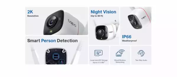 Външна Wi-Fi IP камера TP-Link Tapo C310P2 (2-pack)