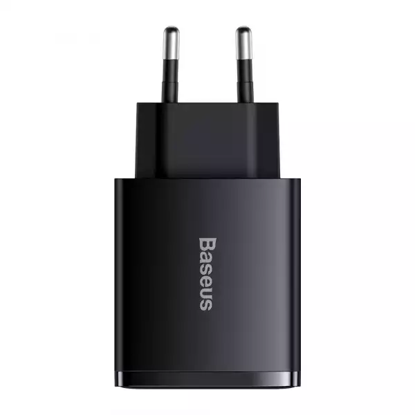 Зарядно устройство Baseus CCXJ-E01 Compact Quick Wall Charger с 2хUSB-A и USB-C 30W черен