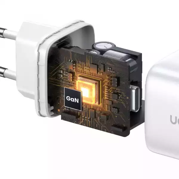 Зарядно устройство Ugreen CD294 220V 2xUSB-C, GaN, 45W, PD, NEXODE 15327 - бяло