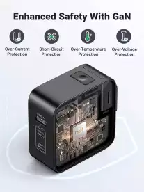Зарядно устройство Ugreen CD296 90409, 220V 2xUSB C,1xUSB,65W, с адаптери за US,UK,EU