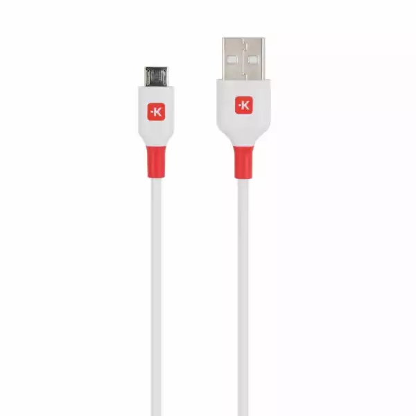 Кабел Skross, micro-USB - USB-A 2.0 мъжко, 1.2м, Бял