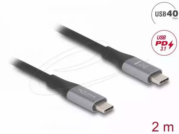 Delock Кабел E-Marker, USB-C, 240W, 2 m, сив Delock Кабел E-Marker, USB-C, 240W, 2 m, сив