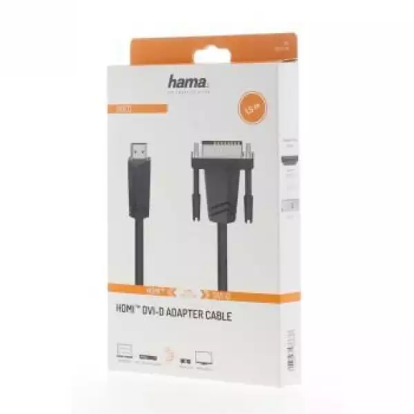 Кабел HAMA 205018, HDMI мъжко - DVI/D мъжко, 1.5 м, Екраниран, Черен Кабел HAMA 205018, HDMI мъжко - DVI/D мъжко, 1.5 м, Екраниран, Черен