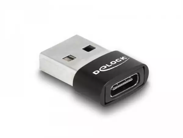 Адаптер Delock, USB 2.0, USB Type-A мъжко - USB Type-C женско, Черен Адаптер Delock, USB 2.0, USB Type-A мъжко - USB Type-C женско, Черен