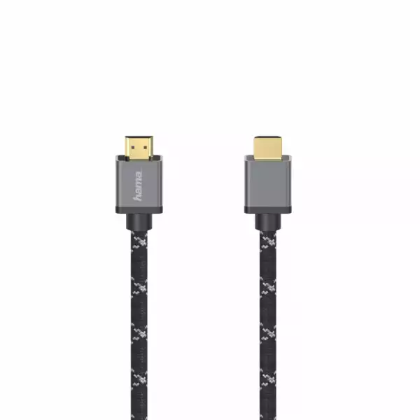 Кабел HAMA Ultra HD, HDMI мъжко - HDMI мъжко, 8K, 48GB/s,метал, 3 м, Позл. конектори, Ethernet, Черен