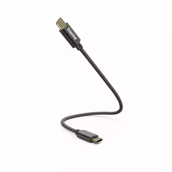 HAMA Кабел за зареждане, USB-C -USB-C, 0.2м, черен