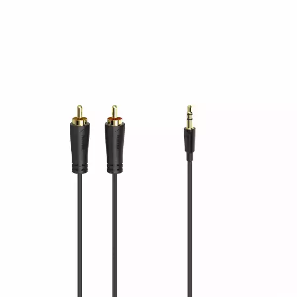 HAMA Аудио кабел, 3.5 мм жак - 2 RCA, стерео, позлатен, 1,5 м