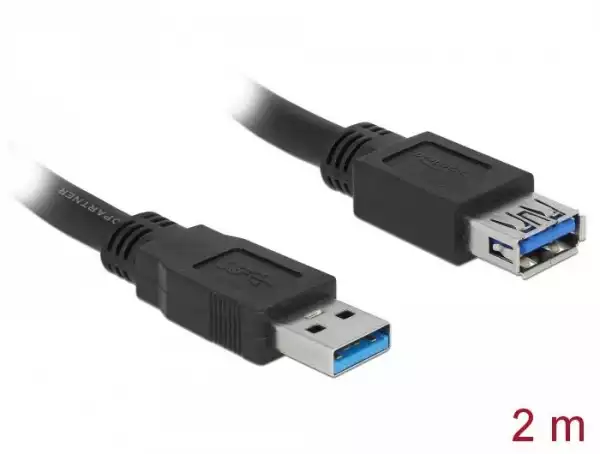 Delock Кабел удължителен екраниран USB 3.0 Type-A мъжко > USB 3.0 Type-A женско 2.0 m black Delock Кабел удължителен екраниран USB 3.0 Type-A мъжко > USB 3.0 Type-A женско 2.0 m black