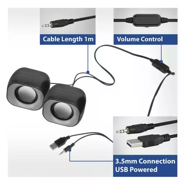 ACT Стерео колонки Eminent 2.0, USB захранване, 2 х 3W ACT Стерео колонки Eminent 2.0, USB захранване, 2 х 3W