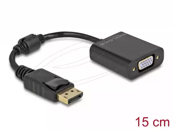 Адаптер Delock DisplayPort 1.2 мъжко към  VGA женско, черно