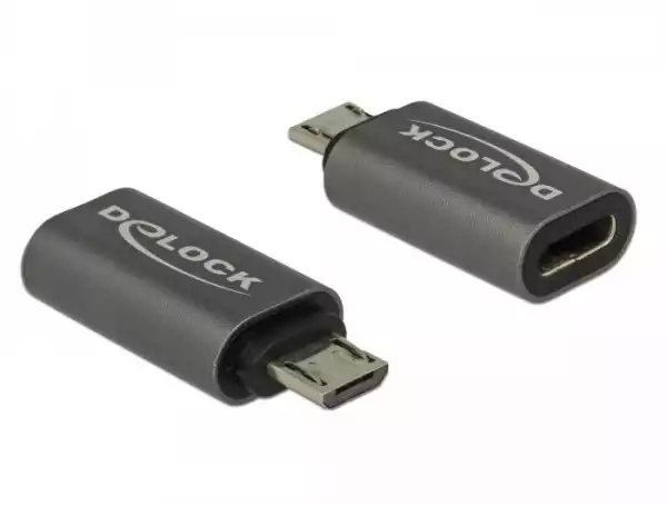 Адаптер Delock, USB 2.0, Micro-B мъжко - USB Type-C женско, Черен Адаптер Delock, USB 2.0, Micro-B мъжко - USB Type-C женско, Черен