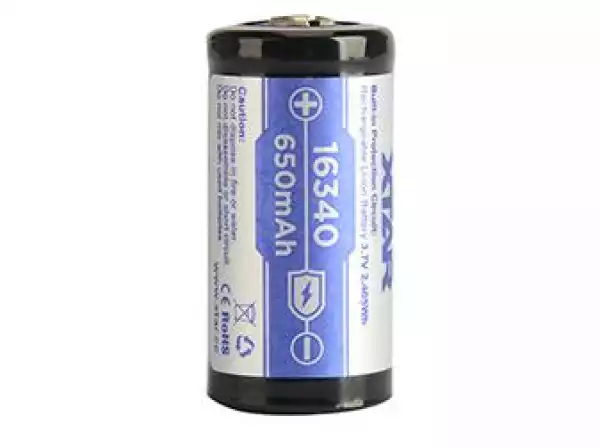 Акумулаторна батерия  CR-123, LiIon, 3.7V, 16340, 650mAh, XTAR