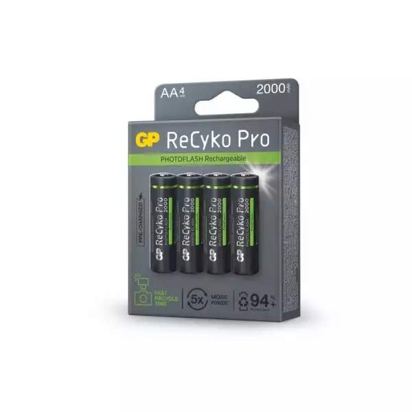 Акумулаторна Батерия GP R6 AA 2100mAh RECYKO + PRO Fast Flash GP-BR-210AAHCF-APCEB4 NiMH /до 500 цикъла/  4 бр. в опаковка GP