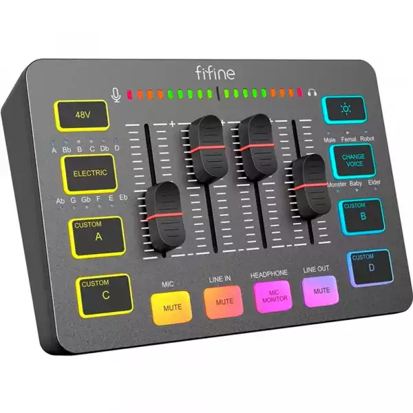 Аудио Миксер FIFINE SC3 RGB Audio Interface - Black