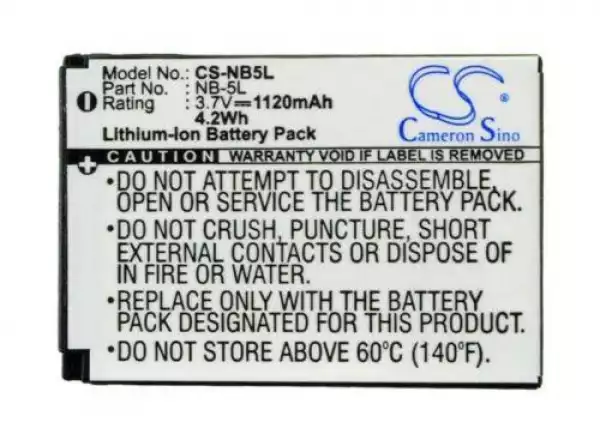 Батерия за апарат CANON NB5L Li-Ion 3.7V, 1000MAH, Cameron Sino Батерия за апарат CANON NB5L Li-Ion 3.7V, 1000MAH, Cameron Sino