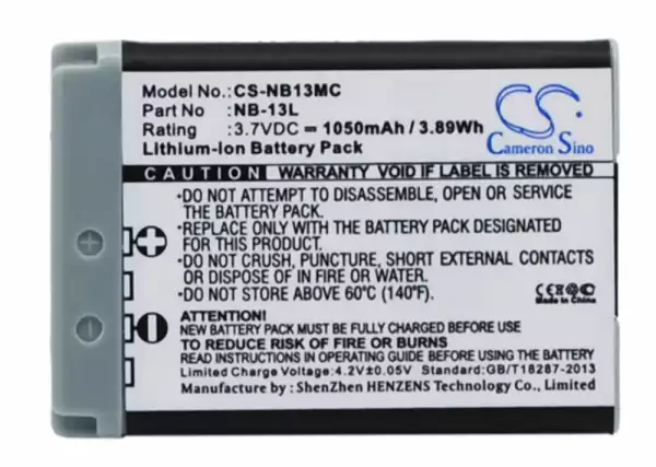 Батерия за фотоапарат / камера CANON NB13MC  NB13L  3,7V 1050 mAh  LiIon Cameron Sino