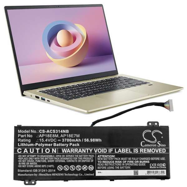 Батерия  за лаптоп ACER ASPIRE NITRO 5 AN517-51-57NL, Nitro 7 AN715-51-58X1, Predator Helios 300 AP18E7M LiPo 15,4V  3700mAh CAMERON SINO