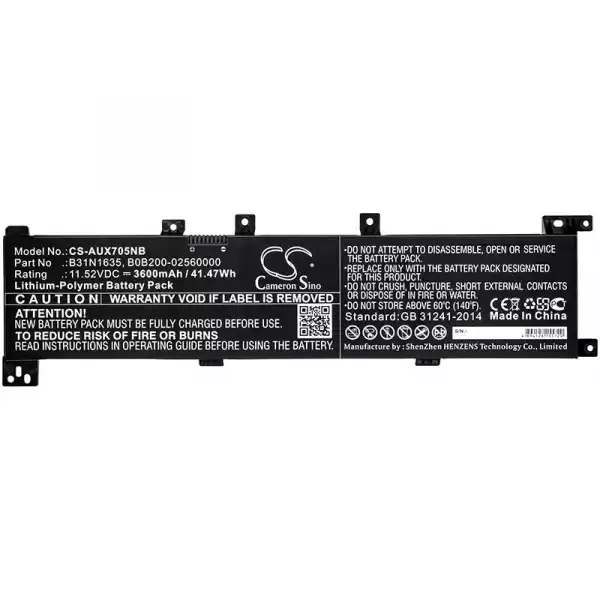 Батерия за лаптоп ASUS A705QA, VIVOBOOK F705UV-BX186T, VIVOBOOK F705UV-BX186T, B31N1635 LIPo 11,52V 3600 mAh CAMERON SINO