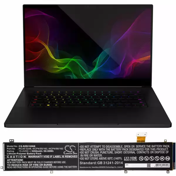 Батерия за лаптоп RAZER BLADE 2070, Blade 15, RZ09-02386E91 RC30-0248 LiPo 15.4V 5200 mAh Cameron Sino Батерия за лаптоп RAZER BLADE 2070, Blade 15, RZ09-02386E91 RC30-0248 LiPo 15.4V 5200 mAh Cameron Sino
