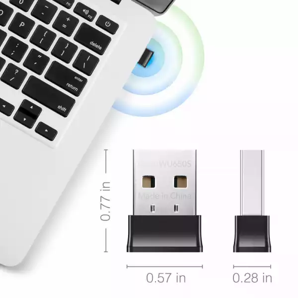 Безжичен нано адаптер Cudy WU650S, USB 2.0, 2.4/5 Ghz, Вградена антена 2dBi Безжичен нано адаптер Cudy WU650S, USB 2.0, 2.4/5 Ghz, Вградена антена 2dBi