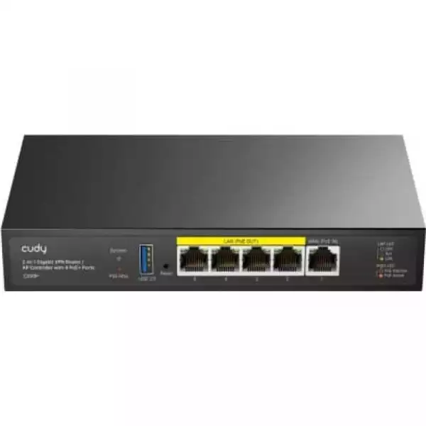 Безжичен рутер и access Point CUDY C200P 2 in 1, 1xGigabit, 4xGigabit POE+PSU, USB 3.0