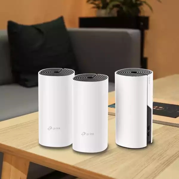 Безжичен рутер TP-Link Deco M4, AC1200, 2.4/5 GHz, 300 -  867 Mbps, Gigabit, 3 бр. в комплект