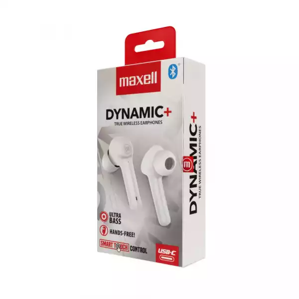 Блутут слушалки MAXELL Dynamic, Докинг кутийка, True Wireless, Бяли