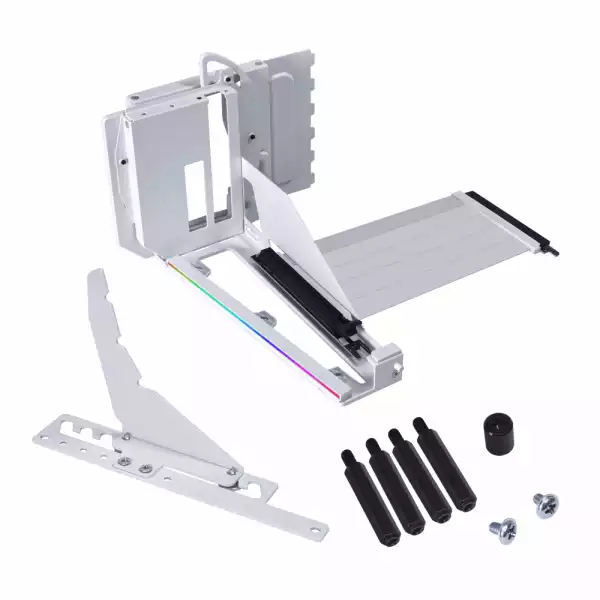 Брекет и кабел Lian Li 4 Slots Vertical GPU Kit v3, PCIe 5.0 за вертикален монтаж на видео карта - Бял