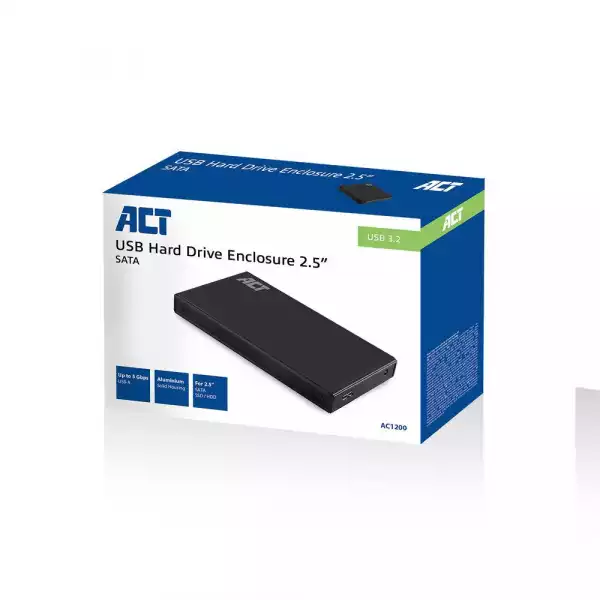 Чекмедже за твърд диск ACT AC1200, SATA, 2.5", USB-A 3.2 Gen1, Черен