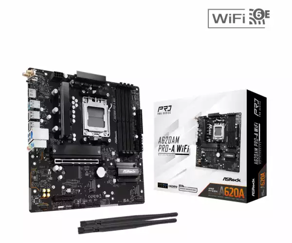 Дънна платка ASRock A620AM PRO-A WIFI, AM5 Дънна платка ASRock A620AM PRO-A WIFI, AM5
