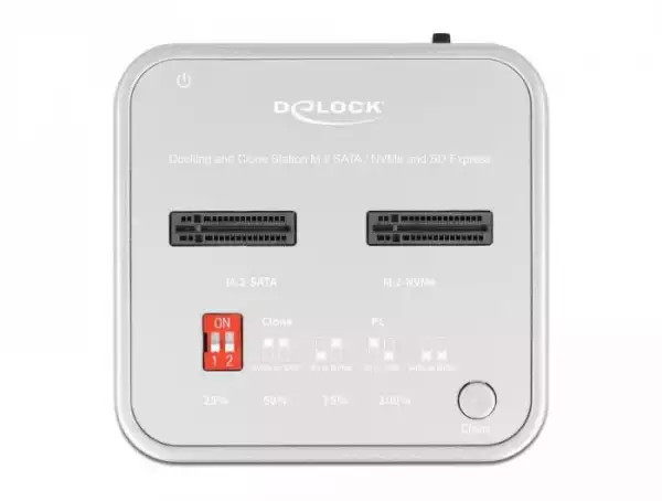 Докинг станция Delock 1 x M.2 NVMe SSD, 1 x M.2 SATA SSD, SD Express Card Reader, Клониране