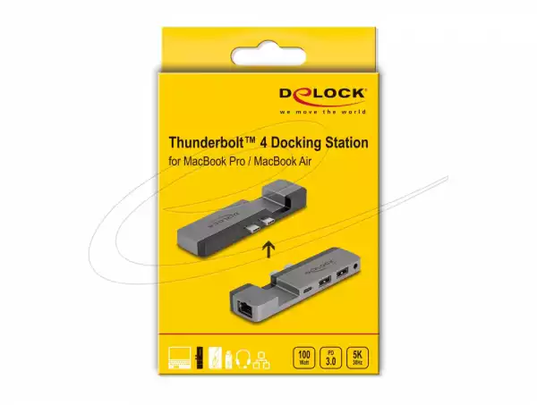 Докинг станция Delock for MacBook Pro / MacBook Air Thunderbolt™ 4, 5K Резолюция / 100 W PD / 10 Gbps Hub / LAN / Audio