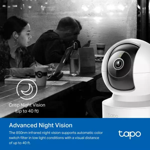 Домашна охранителна WiFi камера TP-Link Tapo C232, 3K 5Mp  с AI, Pan/Tilt, LAN, WiFi,SDmicro, нощно виждане