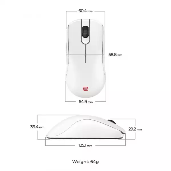 Геймърска безжична мишка ZOWIE FK2-DW 4K, бяла