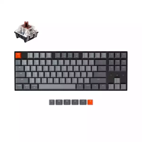 Геймърска Механична клавиатура Keychron K8 TKL, Hot-Swappable Gateron Optical Brown Switch RGB Backlight