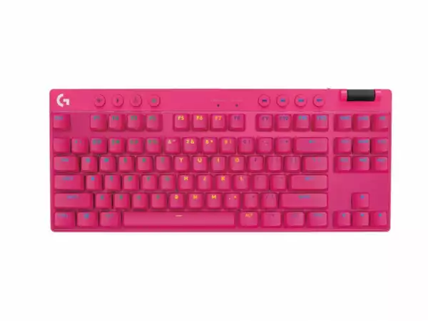 Геймърска механична клавиатура Logitech G Pro X TKL Lightspeed Tactile Switch, Magenta