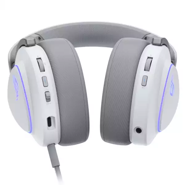 Геймърски безжични слушалки ASUS ROG Delta II White - USB-C, Aura Sync RGB