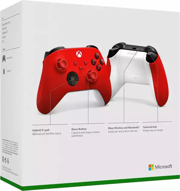 Геймърски контролер Microsoft, За Xbox, Безжичен, Червен Геймърски контролер Microsoft, За Xbox, Безжичен, Червен