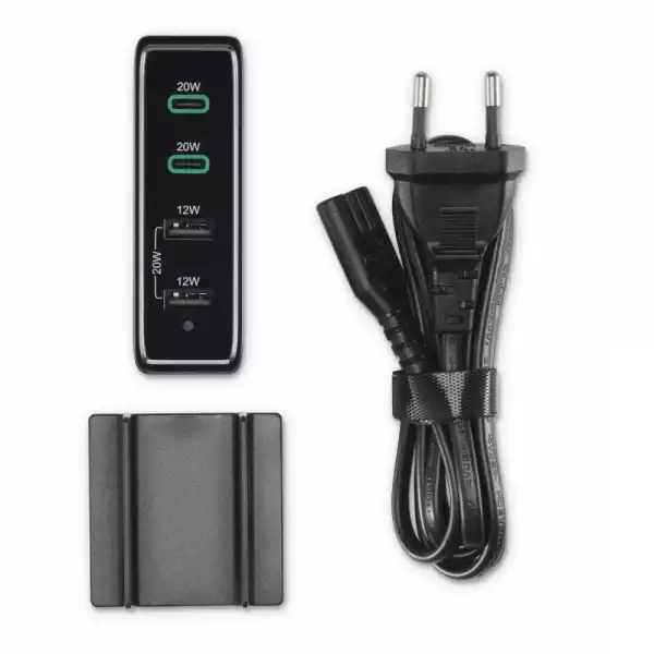 HAMA Зарядна станция 4 порта, 60W, 2 x USB-C, 2 x USB-A, PD, Fast Charge