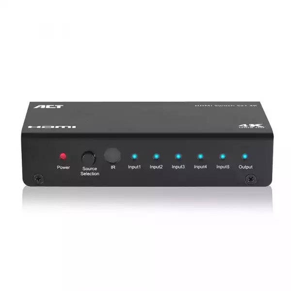 HDMI суич ACT AC7840, 5/1, 3Д, 4K@@30Hz, Черен