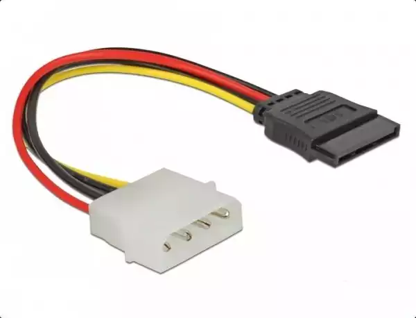 Кабел DeLock Molex 4 pin към SATA 15 pin, 12 cm Кабел DeLock Molex 4 pin към SATA 15 pin, 12 cm