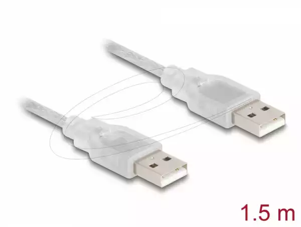 Кабел Delock USB-A мъжко - USB-A мъжко 1.5 m, прозрачен