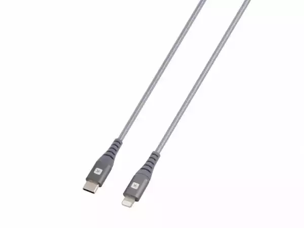 Кабел Skross, USB-C - Lightning, Метална оплетка, 2.0 м, Сив Кабел Skross, USB-C - Lightning, Метална оплетка, 2.0 м, Сив