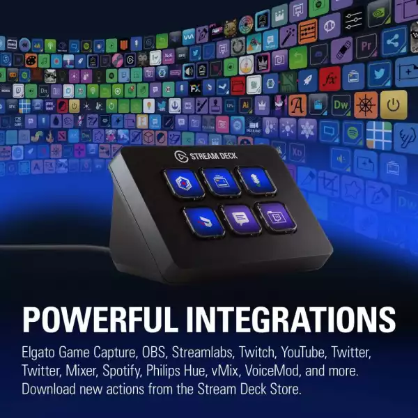 Elgato Stream Deck Mini, 6 fully customizable LCD keys at your fingertips. All poised to trigger unlimited actions upon a single tap
