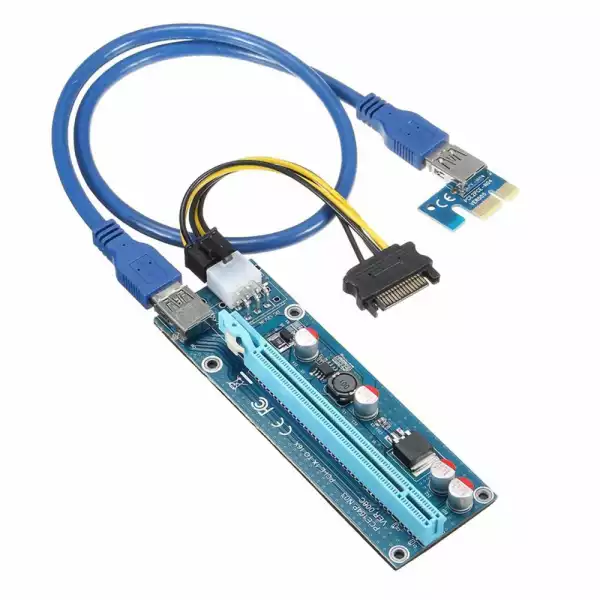 Конвертор Estillo Riser Card 6 Pin, PCI-Е x 1 към PCI-Е x16, USB 3.0 Конвертор Estillo Riser Card 6 Pin, PCI-Е x 1 към PCI-Е x16, USB 3.0