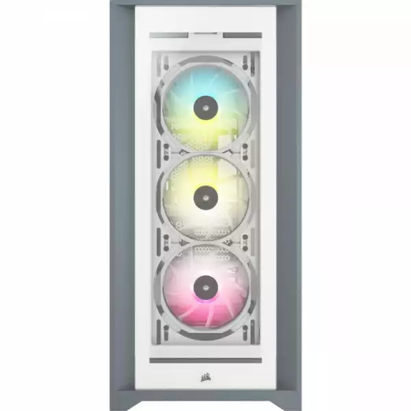 Кутия Corsair iCUE 5000X RGB Mid Tower, Tempered Glass, Бяла