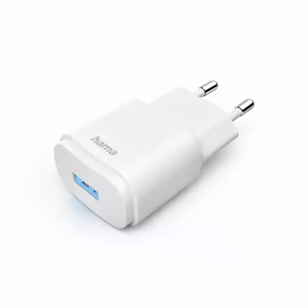 Мрежово зарядно HAMA, USB-A, 6 W, Бял